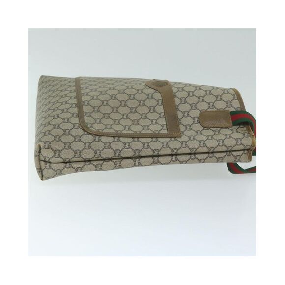 Pre Loved gucci  GG Plus Supreme Web Sherry Line Tote Bag Beige Red Green Auth - Picture 3 of 8